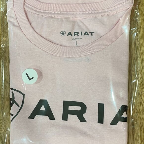 Ariat Women's Pink Tee, Black Logo - Picture 4 of 4